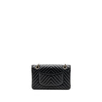 CHANEL MEDIUM CLASSIC DOUBLE FLAP BAG LAMBSKIN CHEVRON BLACK LGHW