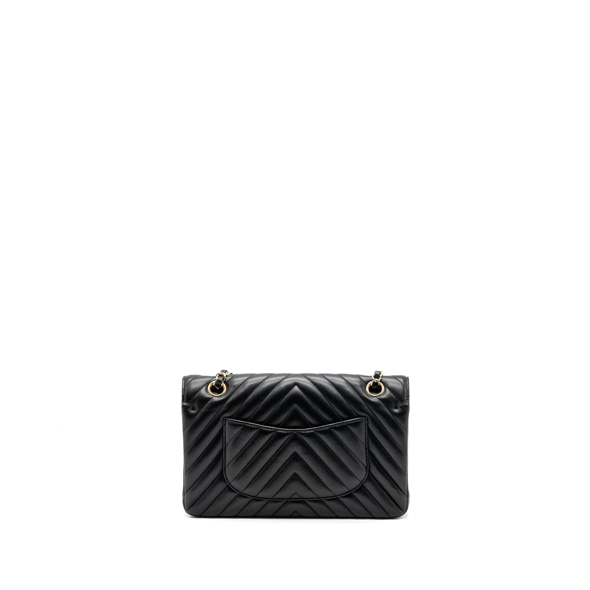 CHANEL MEDIUM CLASSIC DOUBLE FLAP BAG LAMBSKIN CHEVRON BLACK LGHW
