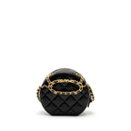 CHANEL ROUND VANITY WITH ROUND HANDLE CROSSBODY BAG LAMBSKIN BLACK GHW (MICROCHIP)