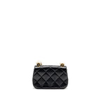 CHANEL 24S PEARL ADJUSTABLE CHAIN MINI FLAP BAG LAMBSKIN BLACK GHW (MICROCHIP)