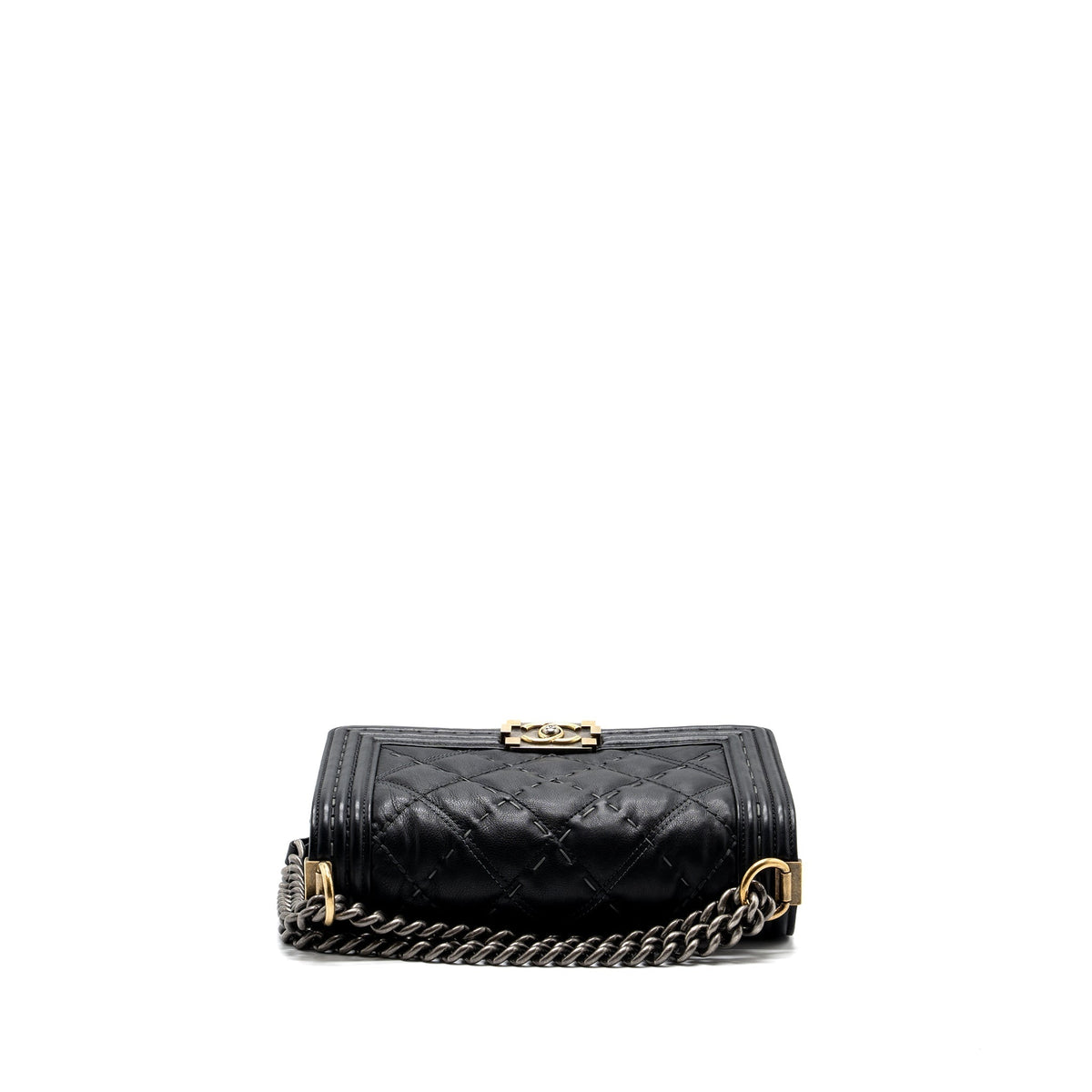 CHANEL MEDIUM BOY BAG CALFSKIN BLACK MULTICOLOUR HARDWARE
