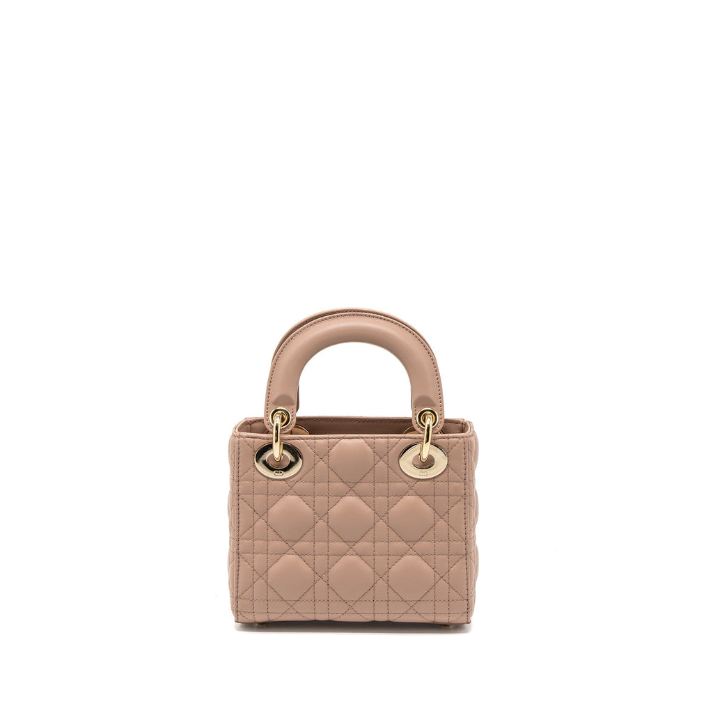 DIOR MINI LADY DIOR CANNAGE LAMBSKIN BLUSH LGHW