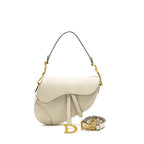 DIOR MEDIUM SADDLE BAG CALFSKIN WHITE GHW
