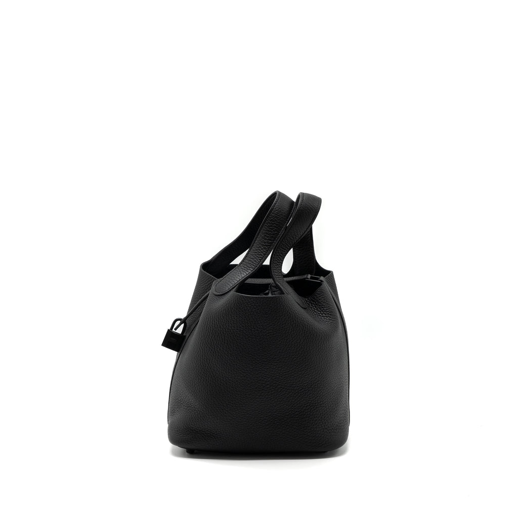 Hermes Picotin 18 Clemence Black With Black Hardware