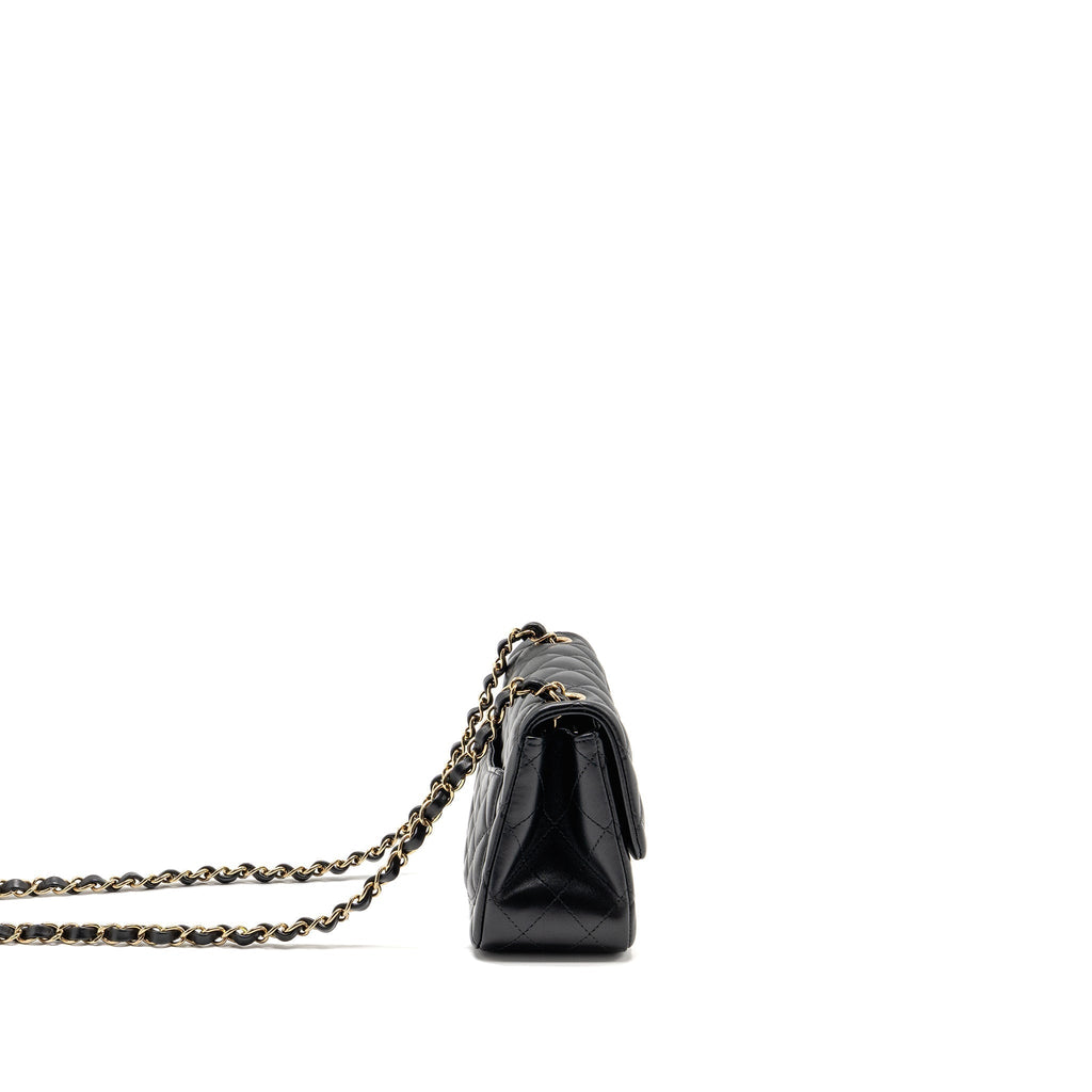 CHANEL MINI SQUARE FLAP BAG LAMBSKIN BLACK LGHW (MICROCHIP)