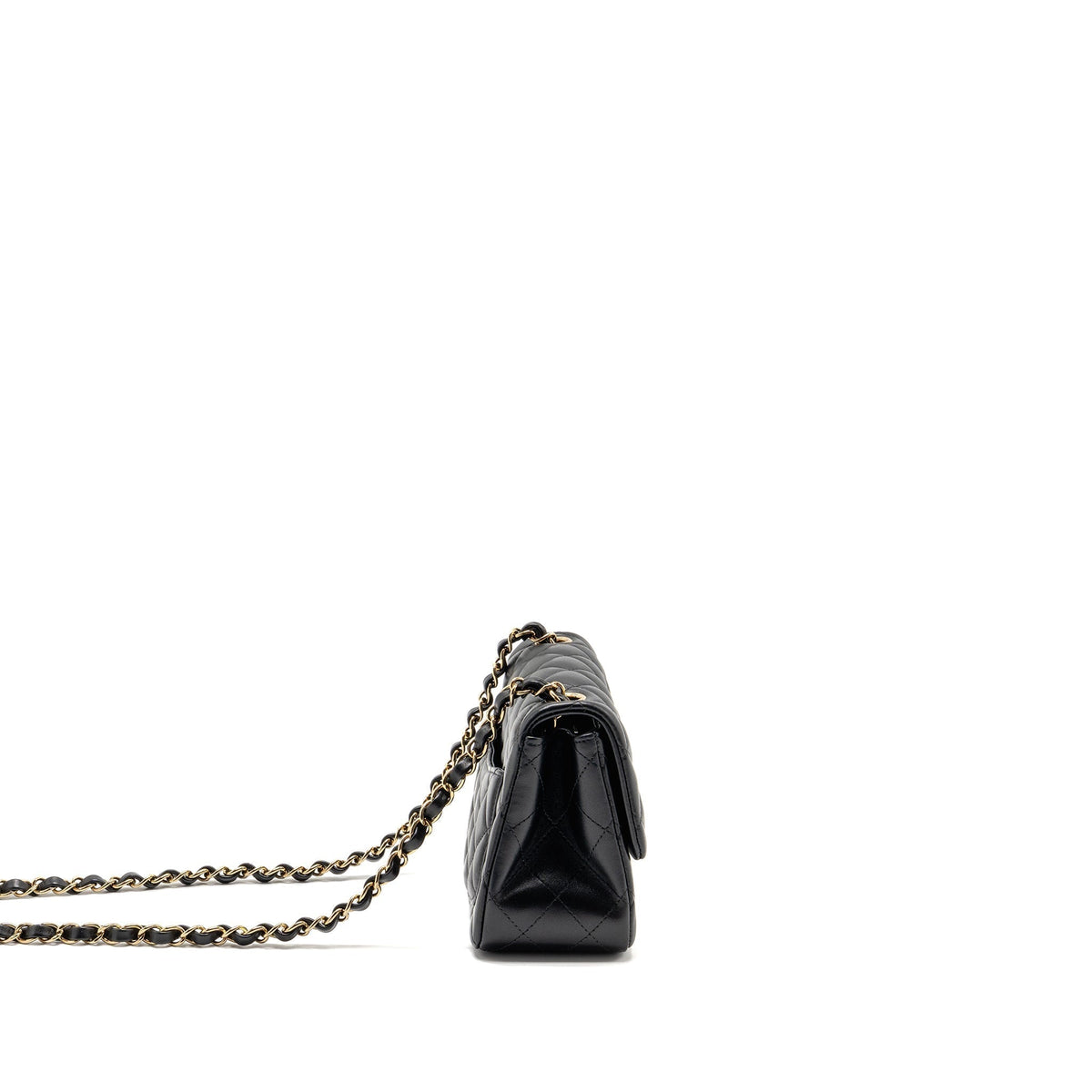 CHANEL MINI SQUARE FLAP BAG LAMBSKIN BLACK LGHW (MICROCHIP)