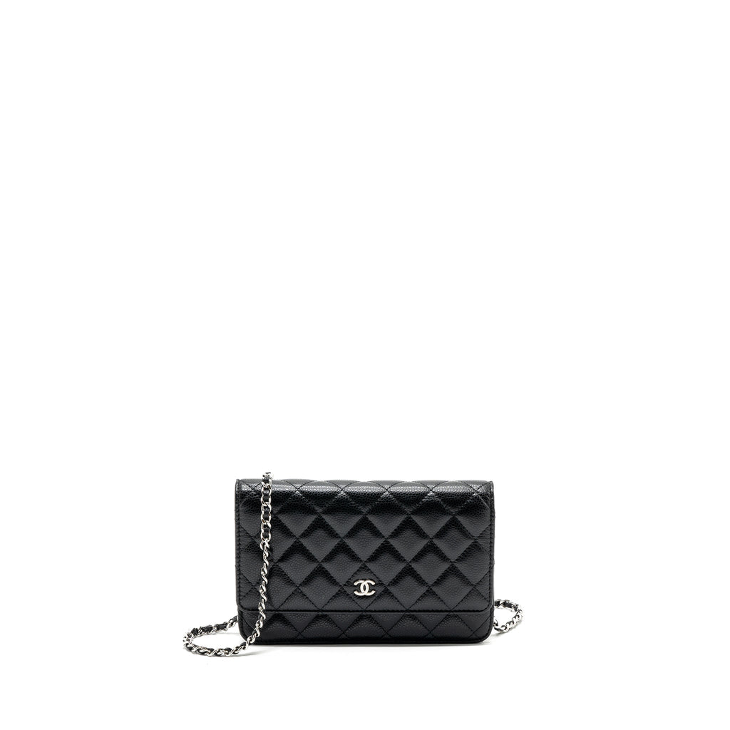 CHANEL CLASSIC WALLET ON CHAIN CAVIAR BLACK SHW (MICROCHIP)