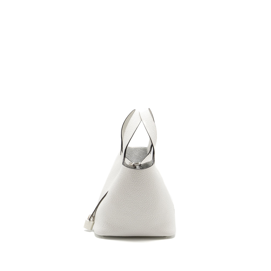 Hermes Picotin 18 Lock Bag Clemence new white SHW