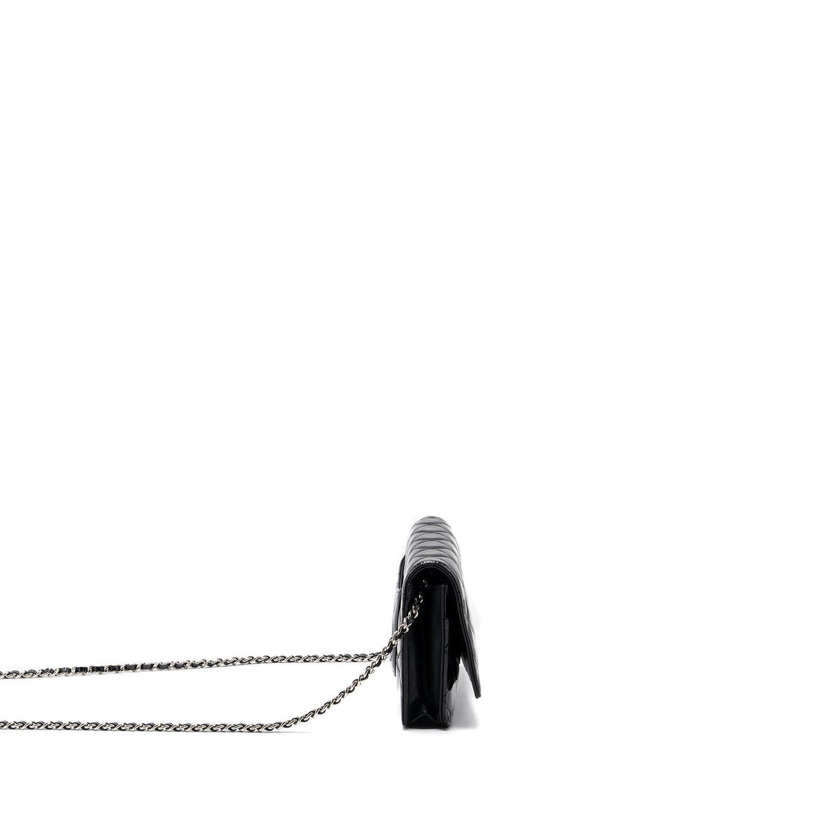 CHANEL CLASSIC WALLET ON CHAIN PATENT BLACK SHW