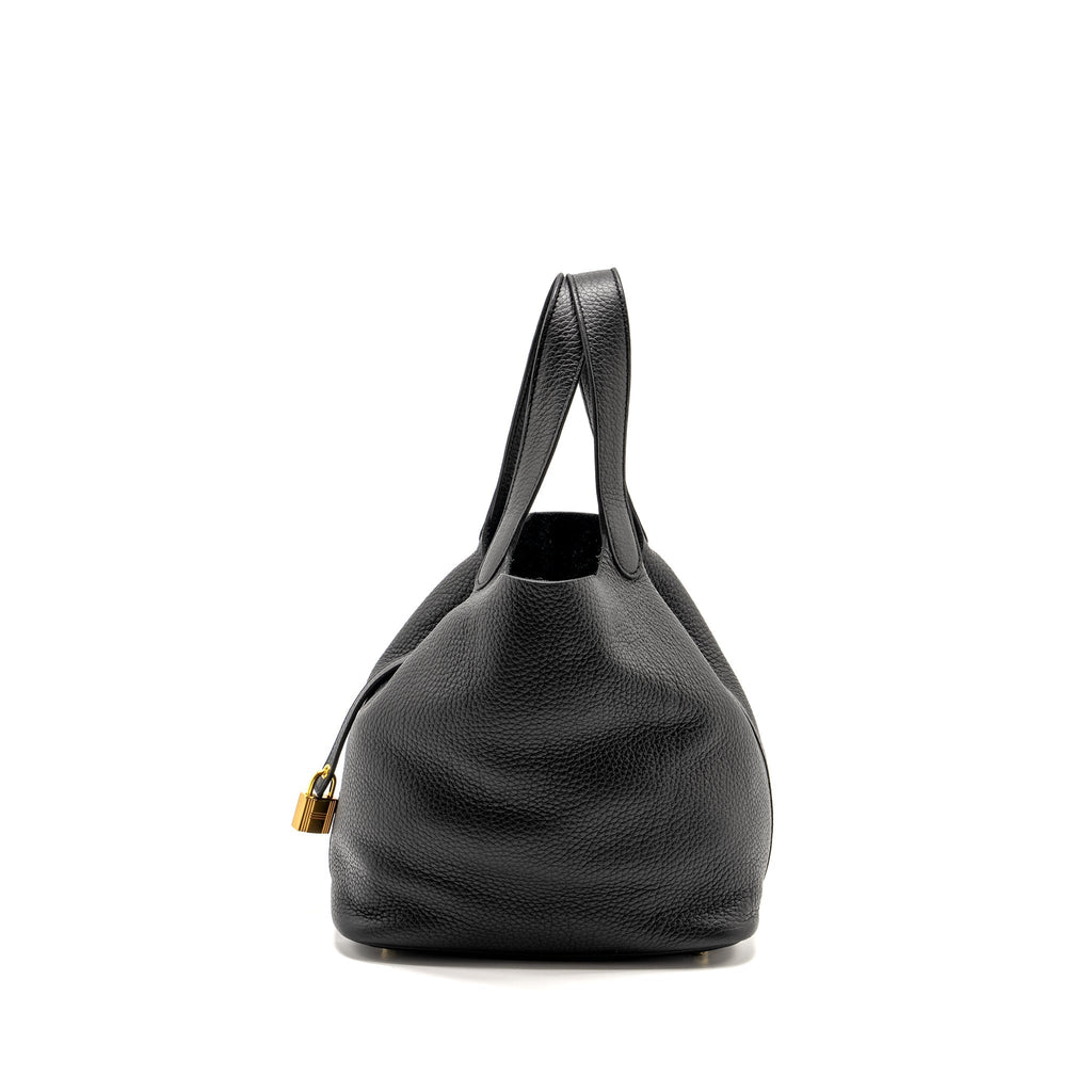 HERMES PICOTIN 22 LOCK BAG CLEMENCE BLACK GHW