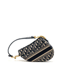 DIOR MEDIUM SADDLE BAG OBLIQUE EMBROIDERY CANVAS BLUE GHW