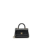 CHANEL SMALL COCO HANDLE CHEVRON CAVIAR BLACK LGHW
