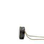 CHANEL ROUND VANITY WITH CHAIN LAMBSKIN BLACK GHW (MICROCHIP) NO