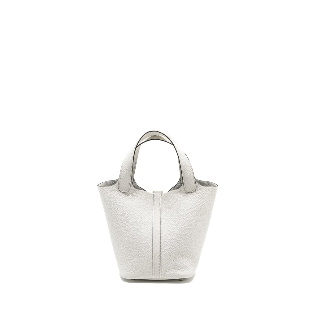 Hermes Picotin 18 Lock Bag Clemence new white SHW