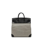 Hermes hac birkin 40 toile Gris canvas / evergrain black/ ecru SHW