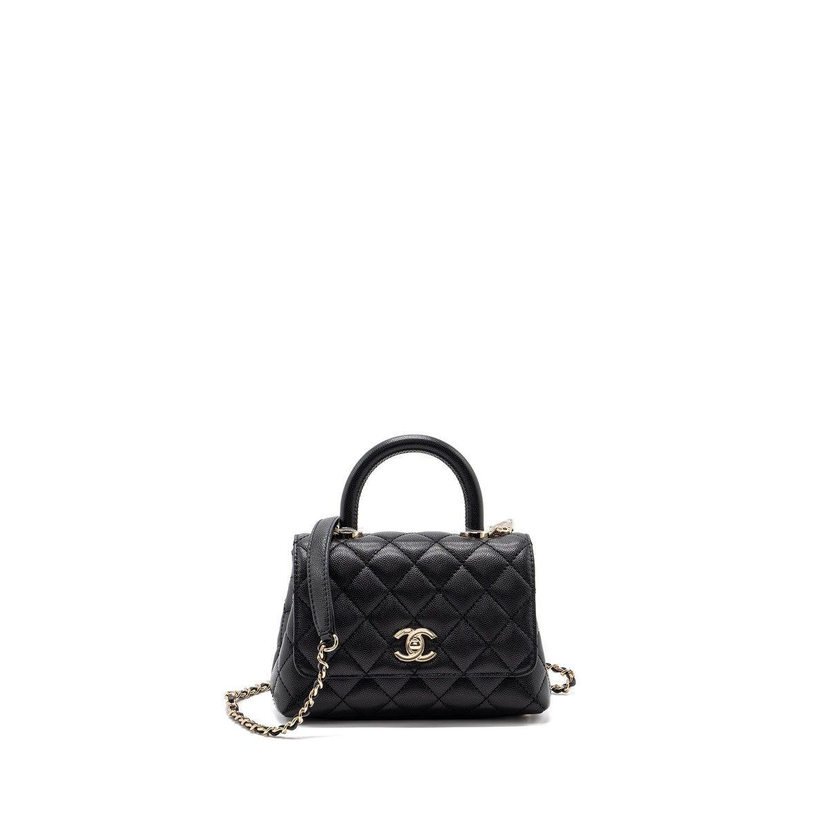 CHANEL COCO HANDLE MINI CAVIAR BLACK LGHW (MICROCHIP)