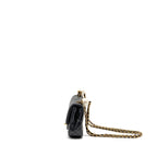 CHANEL 24S PEARL ADJUSTABLE CHAIN MINI FLAP BAG LAMBSKIN BLACK GHW (MICROCHIP)
