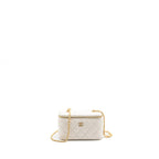 CHANEL LONG VANITY WITH COCO LETTER CHAIN LAMBSKIN WHITE GHW (MICROCHIP)