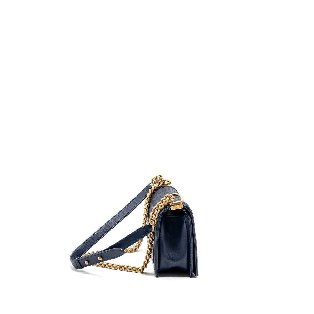 CHANEL MEDIUM BOY BAG LAMBSKIN BLUE GHW