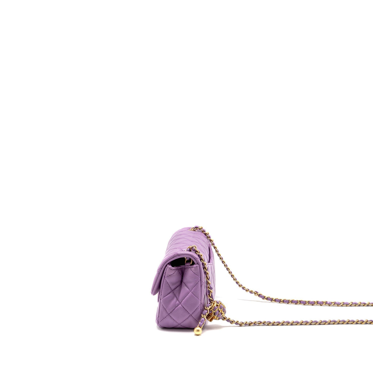 CHANEL PEARL CRUSH MINI RECTANGULAR FLAP BAG LAMBSKIN PURPLE GHW (MICROCHIP)