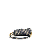 DIOR MEDIUM SADDLE BAG OBLIQUE EMBROIDERY CANVAS BLUE GHW