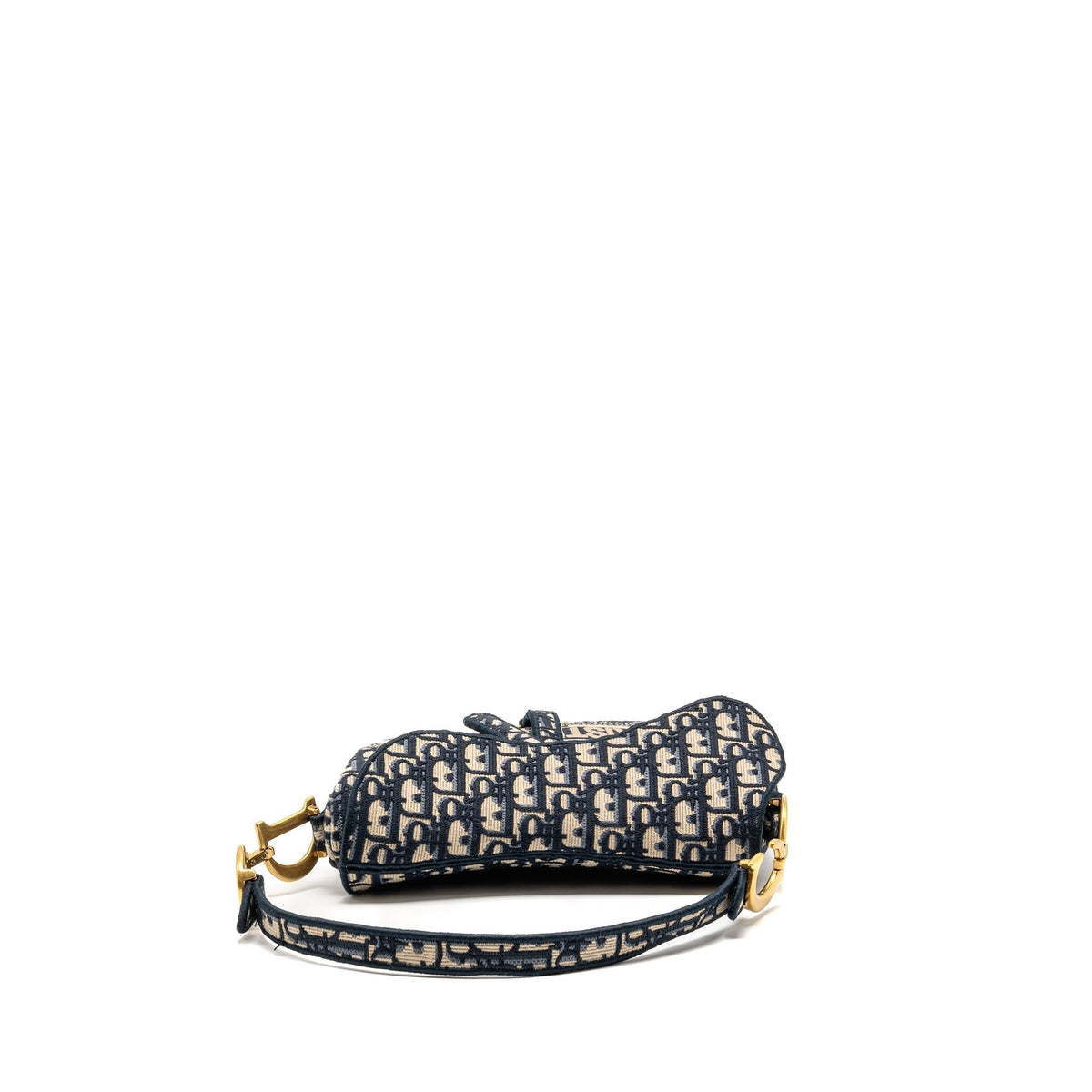DIOR MEDIUM SADDLE BAG OBLIQUE EMBROIDERY CANVAS BLUE GHW