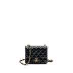 CHANEL MINI SQUARE FLAP BAG LAMBSKIN BLACK LGHW (MICROCHIP)