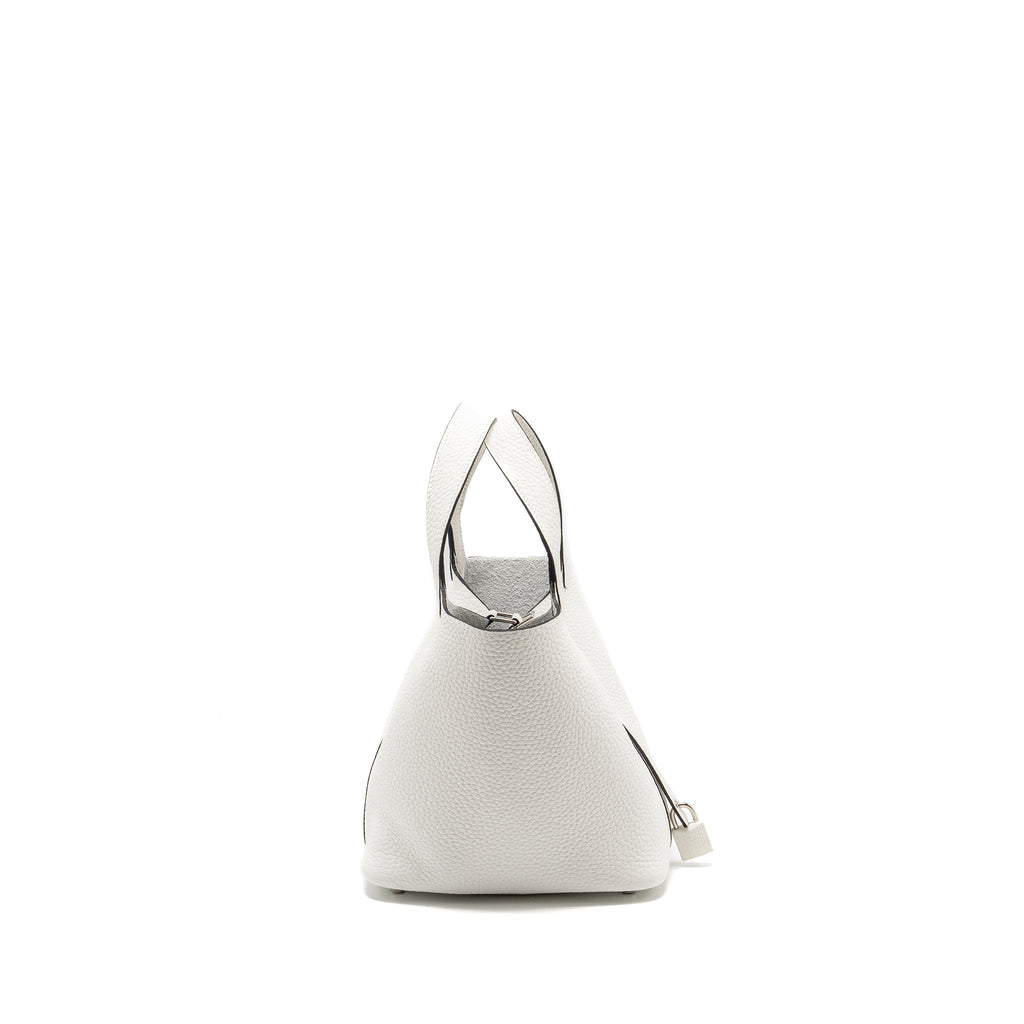 Hermes Picotin 18 Lock Bag Clemence new white SHW