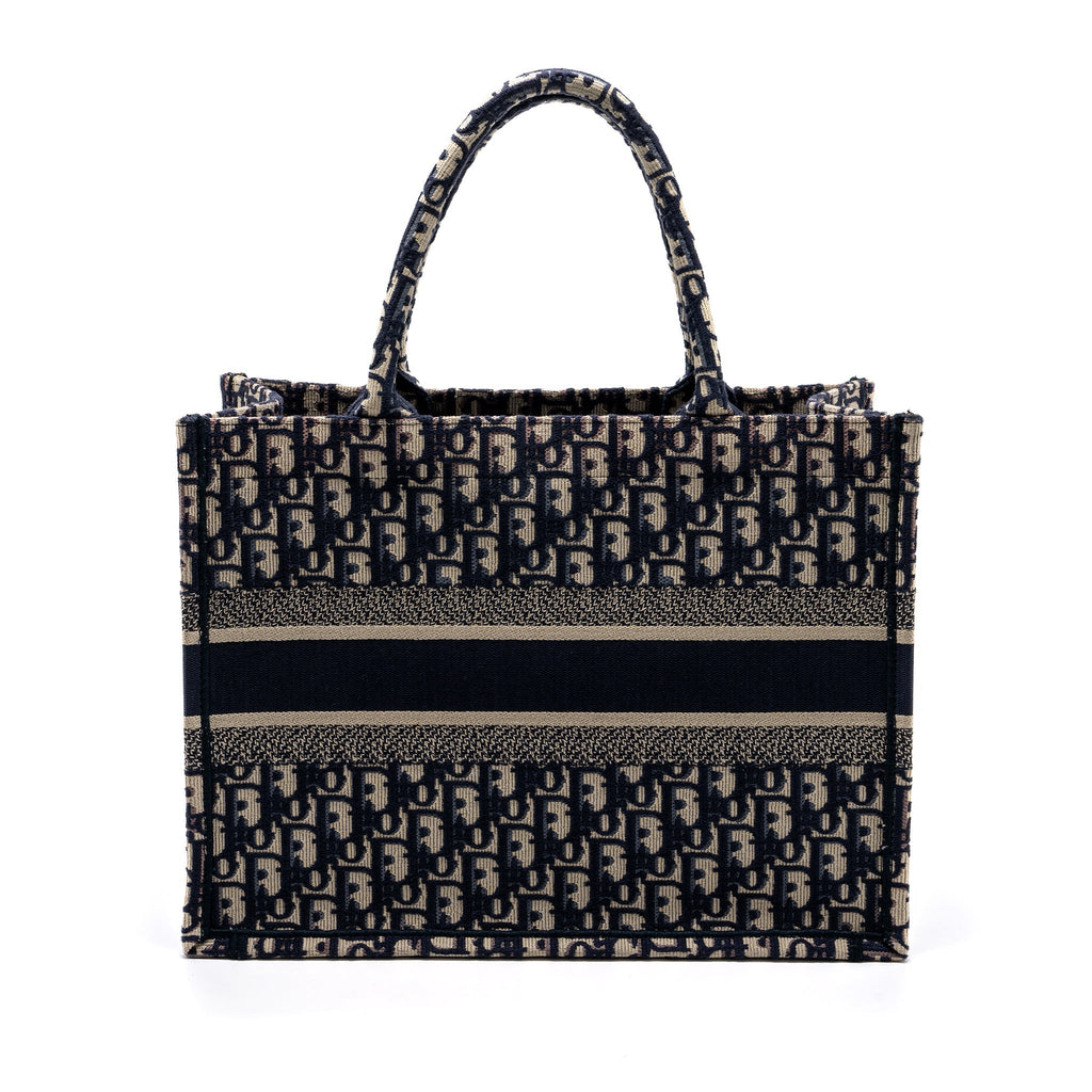 DIOR MEDIUM BOOK TOTE BLUE DIOR OBLIQUE EMBROIDERY