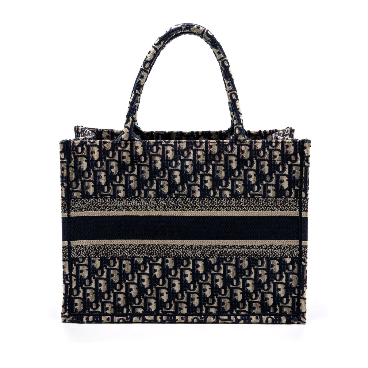 DIOR MEDIUM BOOK TOTE BLUE DIOR OBLIQUE EMBROIDERY