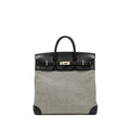 Hermes hac birkin 40 toile Gris canvas / evergrain black/ ecru SHW