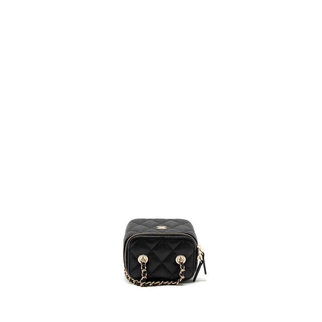 CHANEL MINI VANITY WITH CHAIN CAVIAR BLACK LGHW (MICROCHIP)