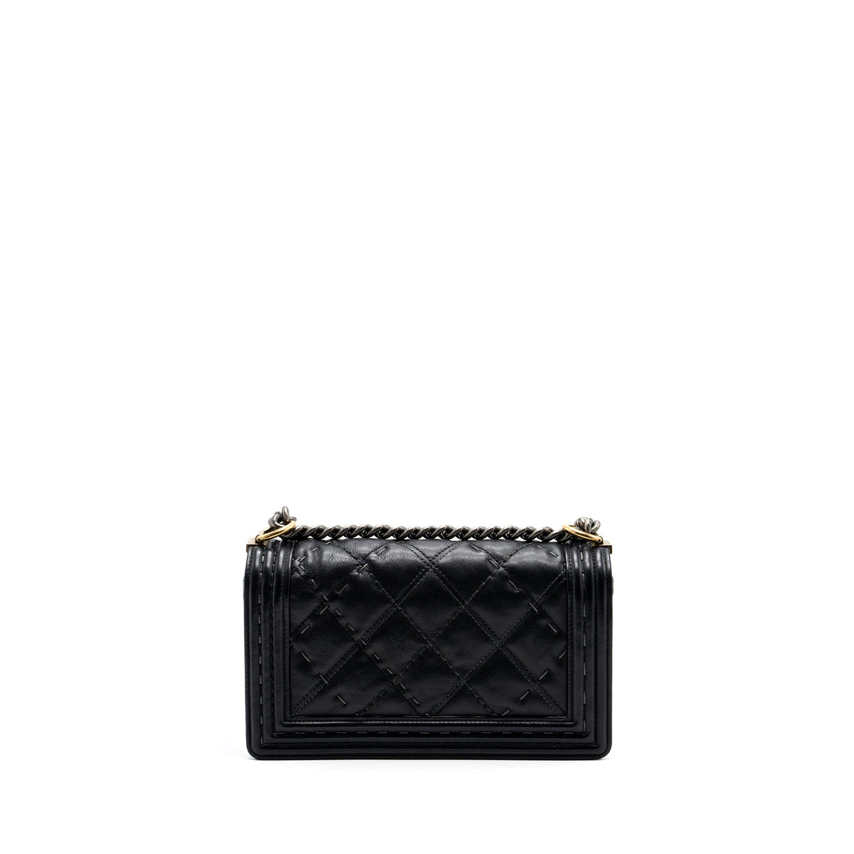 CHANEL MEDIUM BOY BAG CALFSKIN BLACK MULTICOLOUR HARDWARE