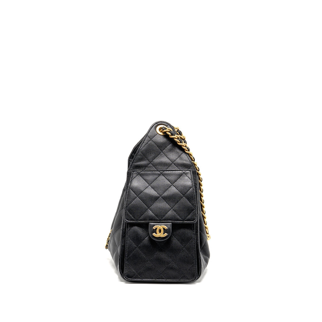 CHANEL SMALL 25 BAG CAVIAR BLACK GHW (MICROCHIP)