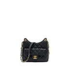 CHANEL 23C HOBO BAG GRAINED CALFSKIN BLACK GHW (MICROCHIP)