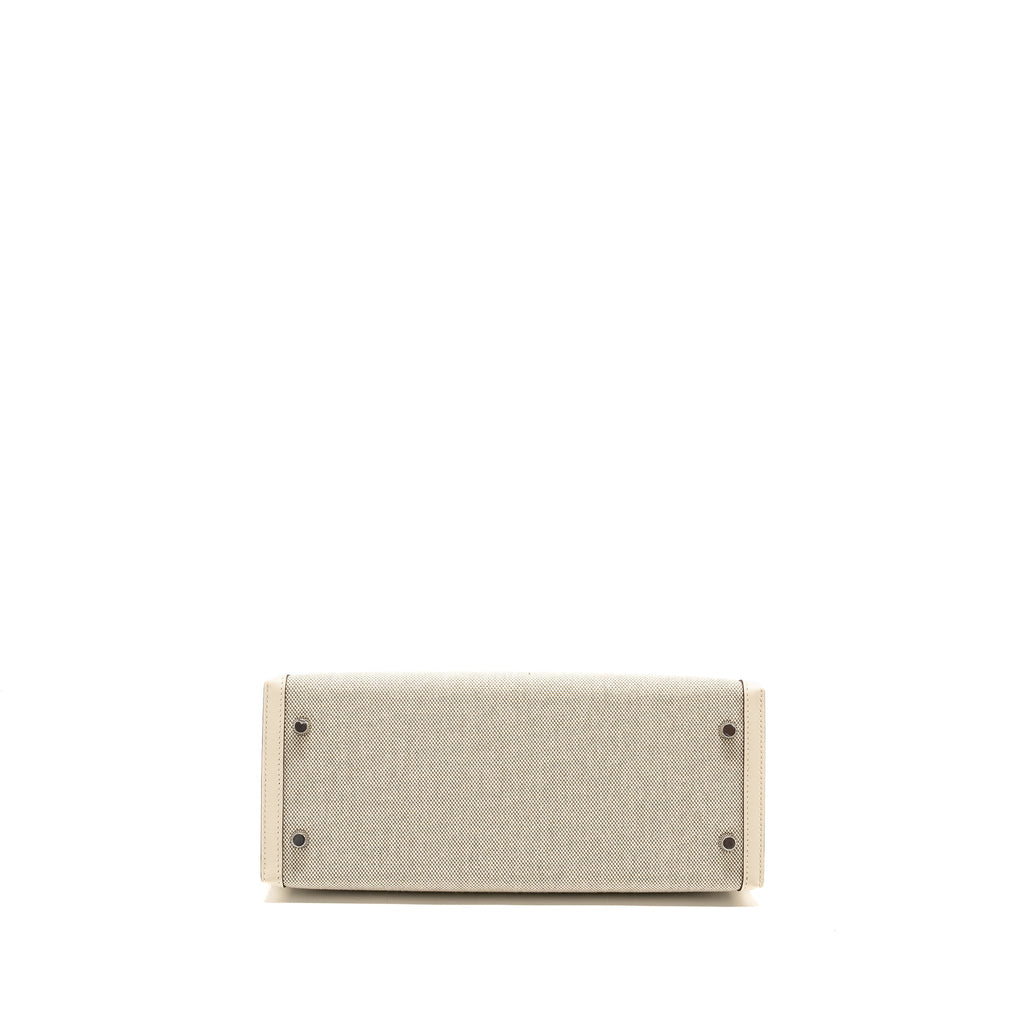 Hermes Kelly 28 Sellier Toile H/Swift Ecru-Amande/Nata SHW