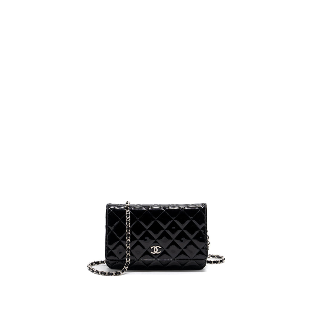 CHANEL CLASSIC WALLET ON CHAIN PATENT BLACK SHW