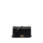 CHANEL MEDIUM BOY BAG CALFSKIN BLACK MULTICOLOUR HARDWARE