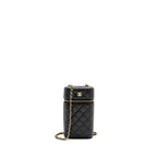 CHANEL CLASSIC VANITY PHONE HOLDER WITH CHAIN CAVIAR BLACK LGHW