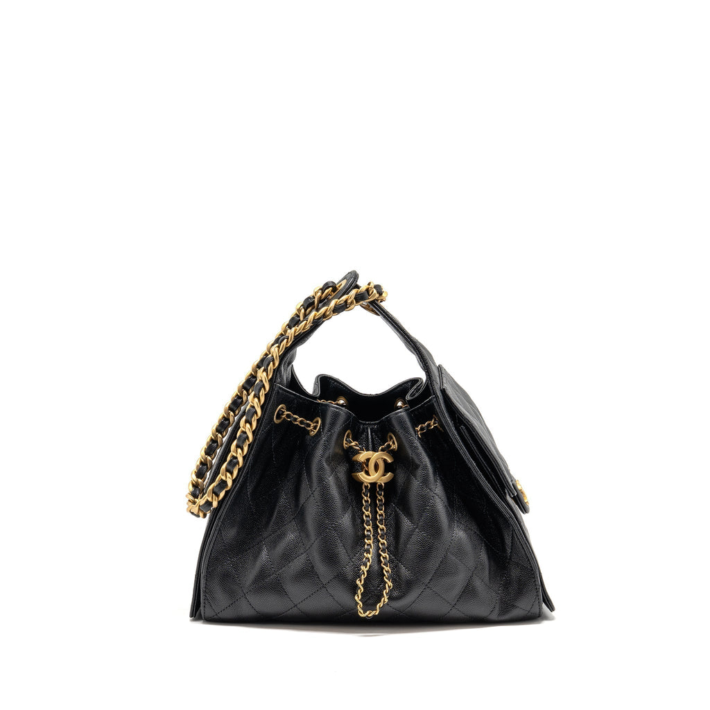 CHANEL SMALL 25 BAG CAVIAR BLACK GHW (MICROCHIP)