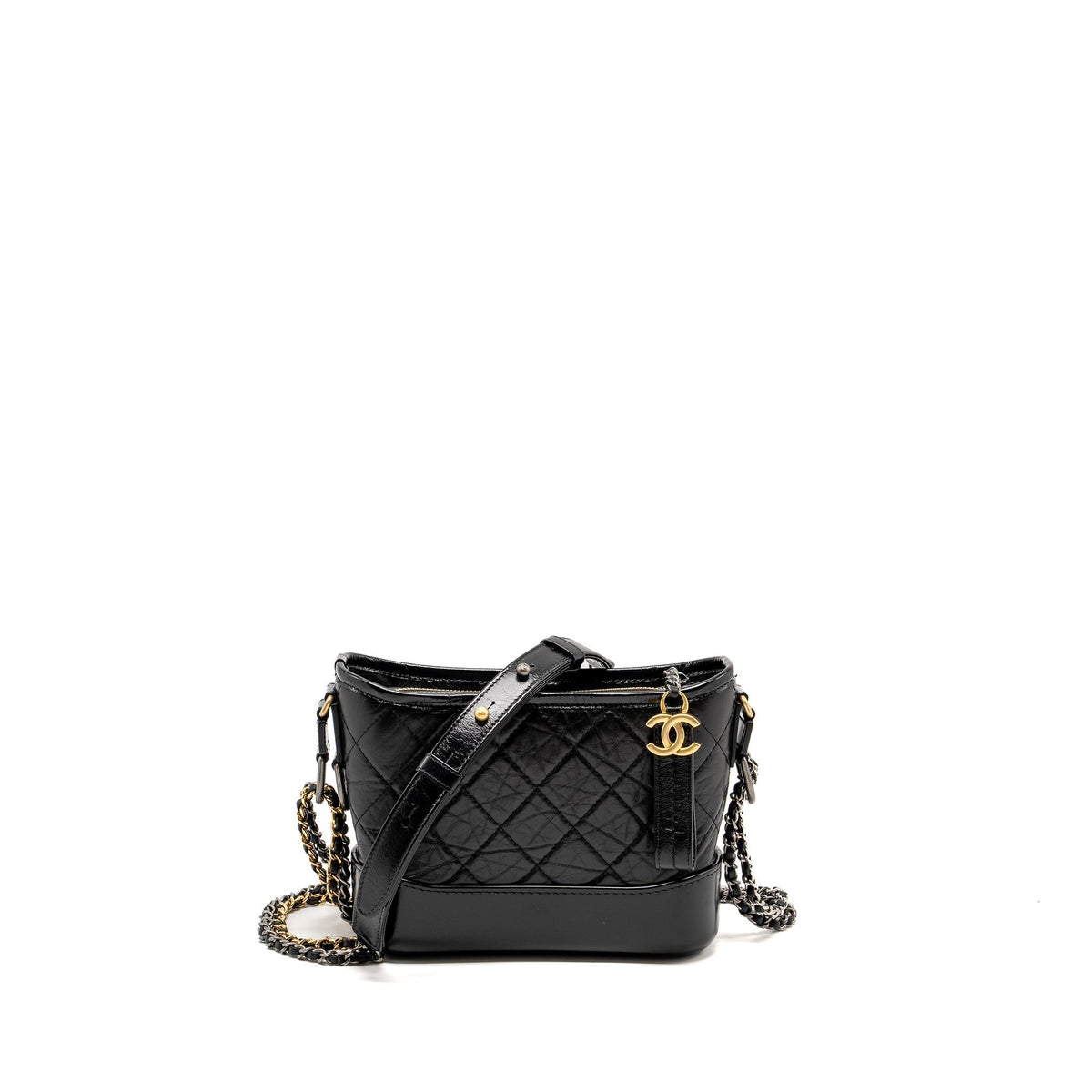 CHANEL SMALL GABRIELLE HOBO BAG AGED CALFSKIN BLACK MULTICOLOUR HARDWARE