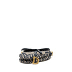 DIOR MEDIUM SADDLE BAG OBLIQUE EMBROIDERY CANVAS BLUE GHW