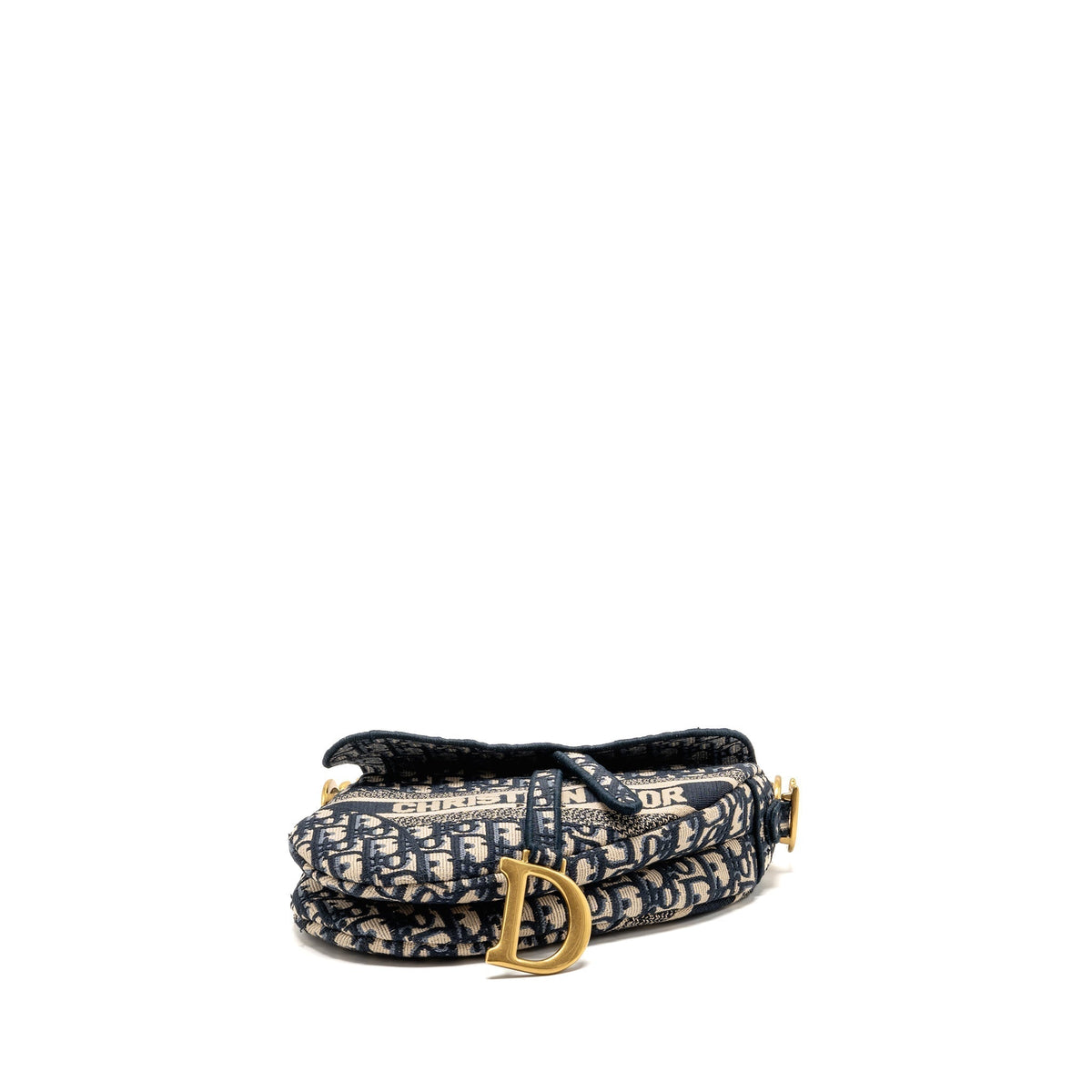 DIOR MEDIUM SADDLE BAG OBLIQUE EMBROIDERY CANVAS BLUE GHW