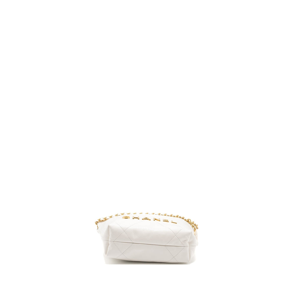 CHANEL MINI 22 BAG SHINY CALFSKIN WHITE GHW (MICROCHIP)