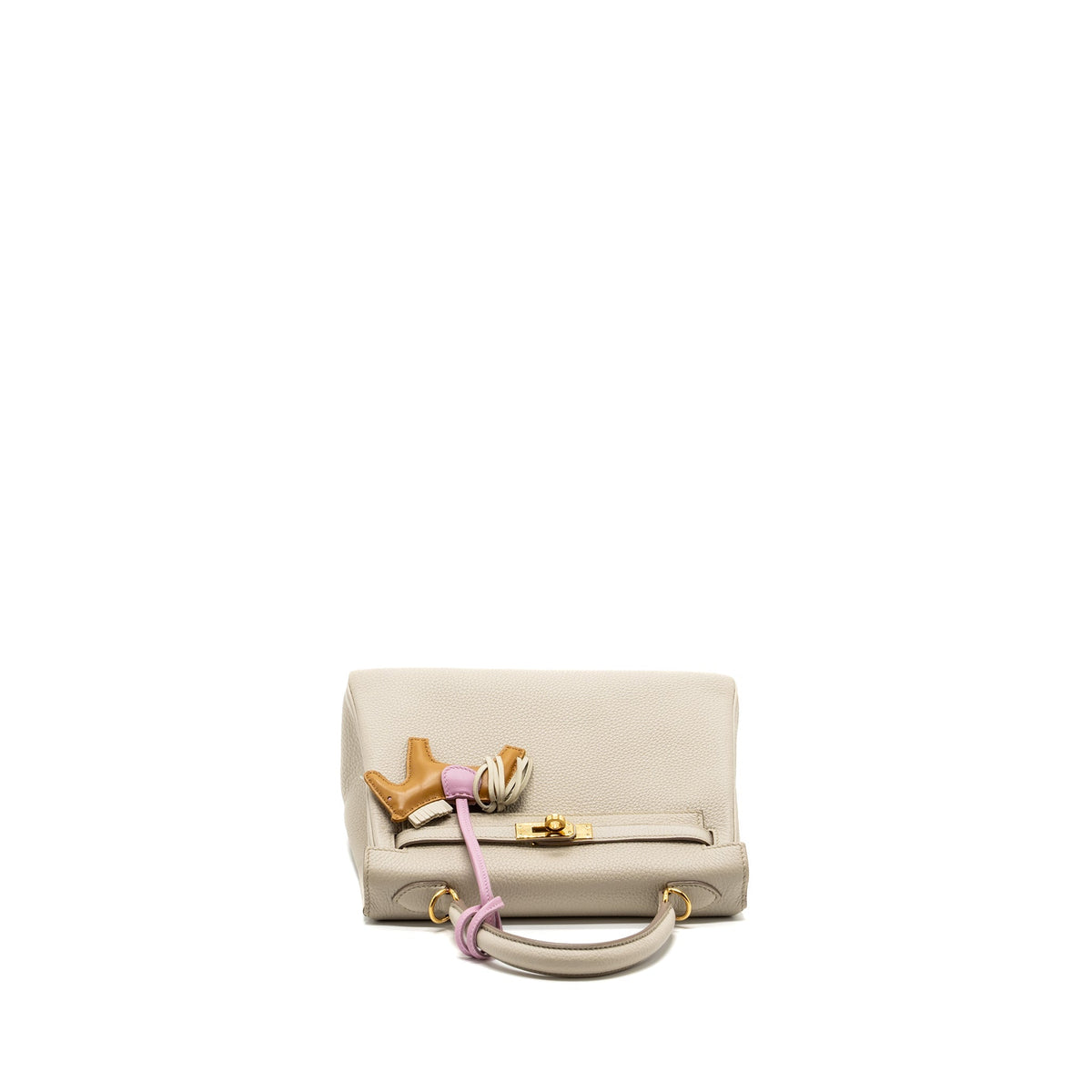 Hermes kelly 25 togo beton GHW with an extra hermes rodeo pm bag charm
