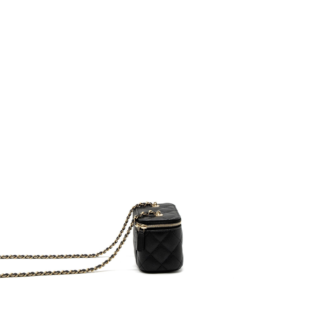 CHANEL MINI VANITY WITH CHAIN CAVIAR BLACK LGHW (MICROCHIP)
