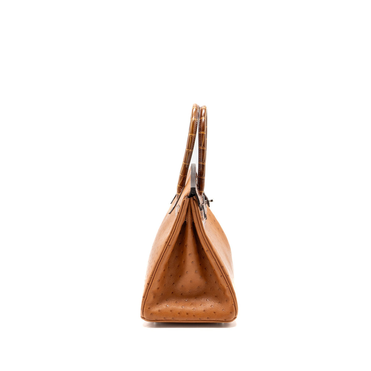 Hermes birkin 30 touch ostrich / alligator mississippiensis shiny cognac / miel SHW