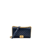 CHANEL MEDIUM BOY BAG LAMBSKIN BLUE GHW