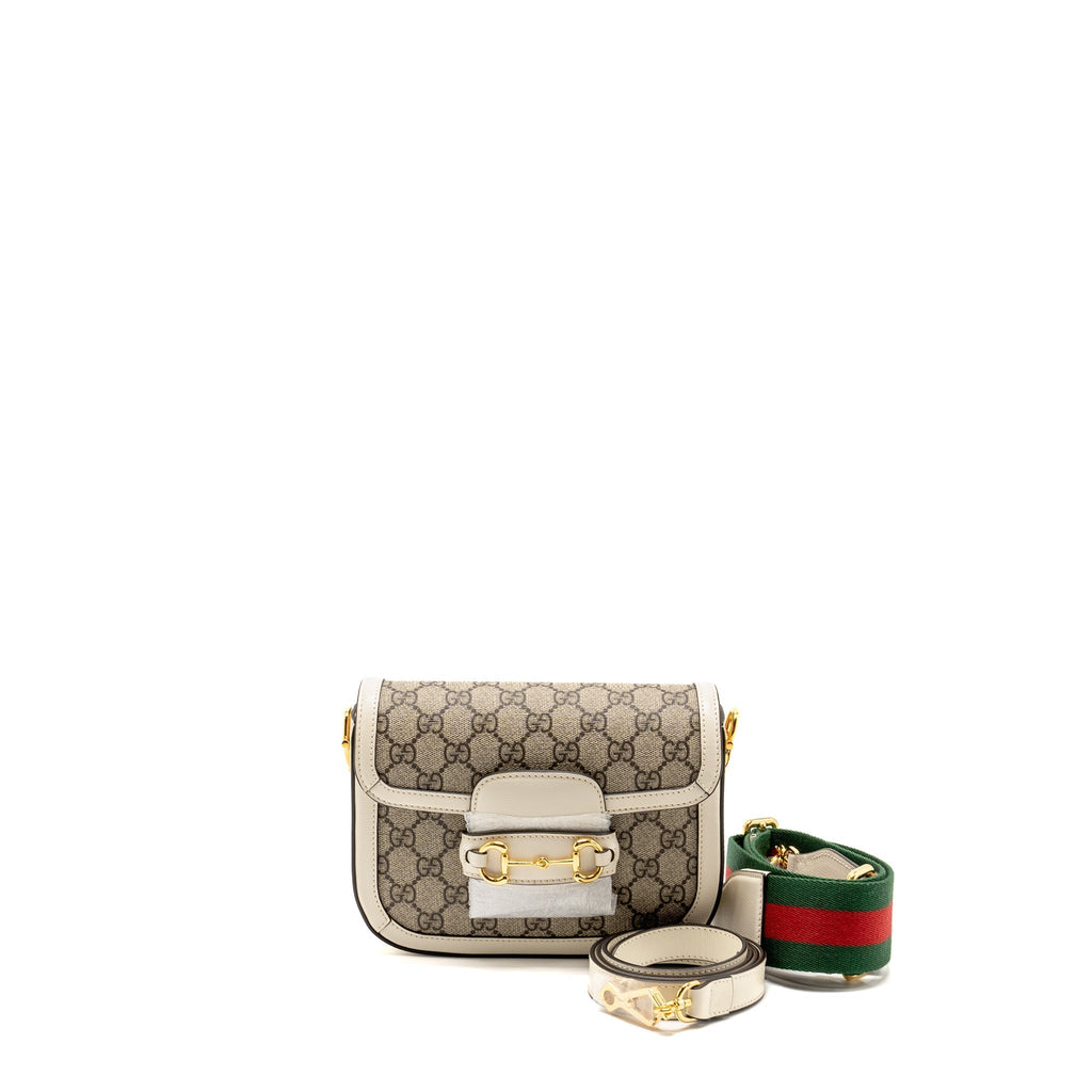 GUCCI MINI HORSEBIT 1955 BAG GG SUPREME CANVAS/LEATHER WHITE/MULTICOLOUR GHW