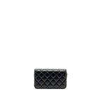 CHANEL PEARL CRUSH MINI FLAP WALLET ON CHAIN LAMBSKIN BLACK GHW (MICROCHIP)